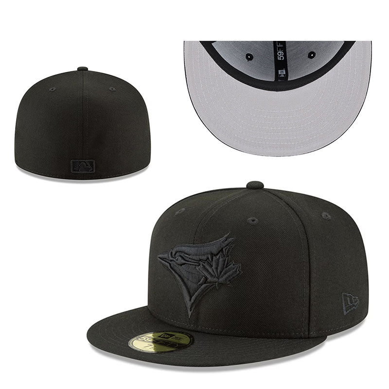 Toronto Blue Jays Blackout Fitted Hat with Embroidered Logo